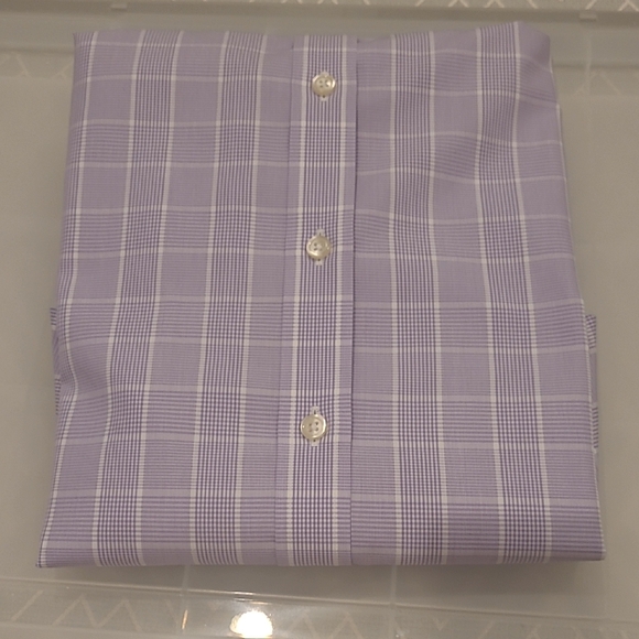 Charles Tyrwhitt Purple and White Dress Shirt with Windowpane Pattern - Picture 4 of 4